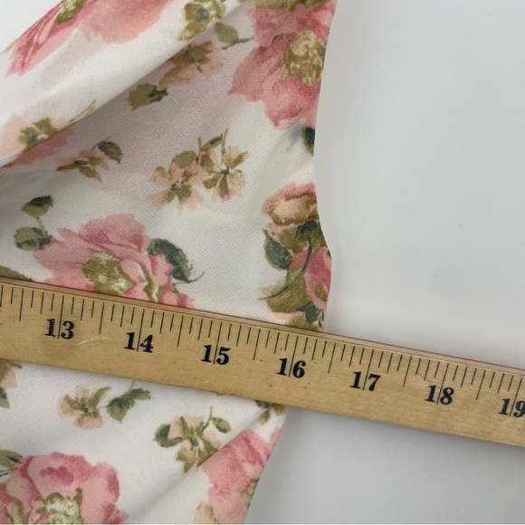 LPA white pink Floral Maxi long Dress Sz S spaghetti strap draped neckline - Picture 13 of 14